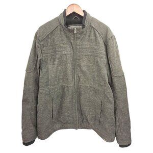 Buckle Black Mens XL Coat Bomber Zip Up Grey Space Dye Pockets Sherpa Lined Logo